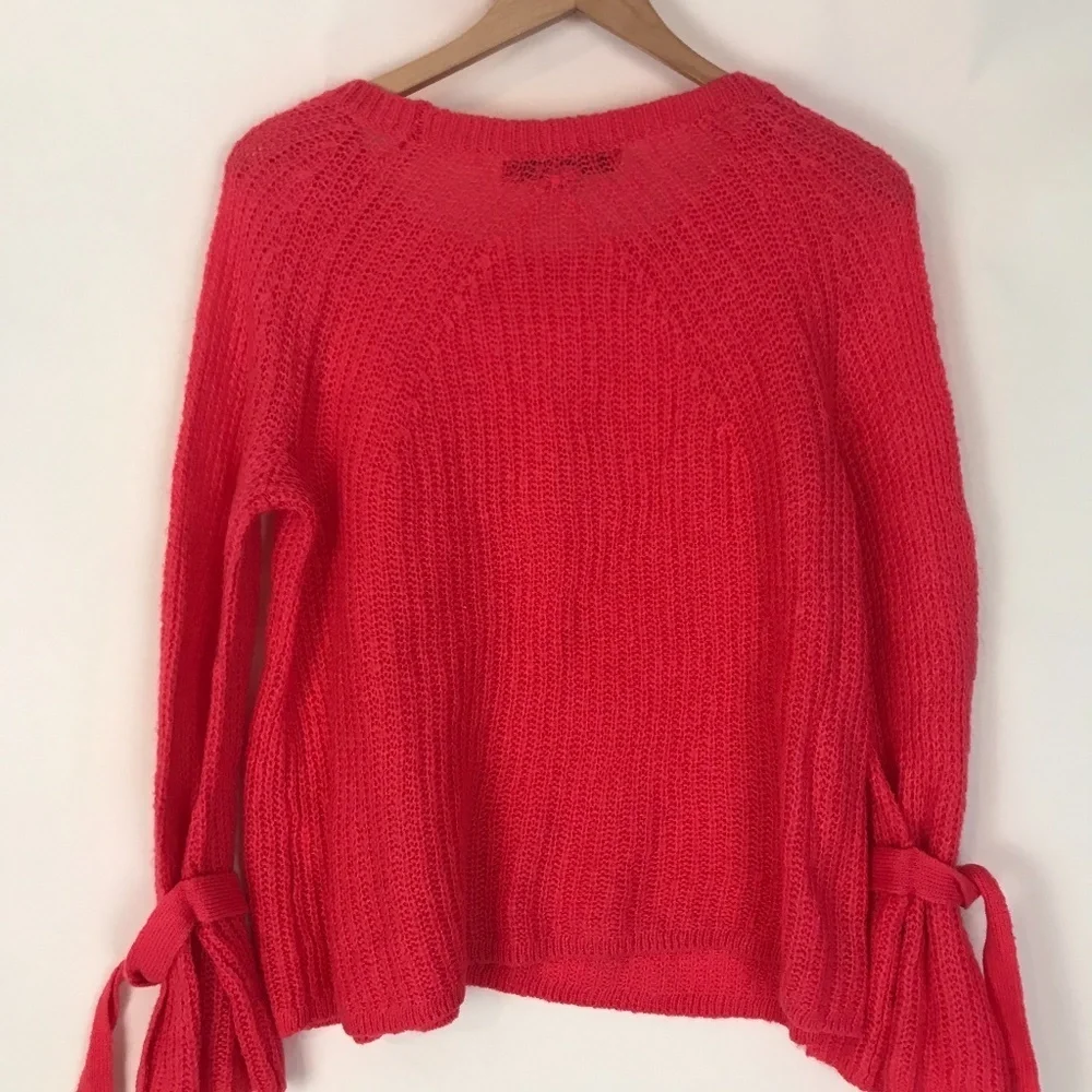 Project Naadam Open Knit Tied Bell Sleeve sweater
